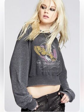 Aerosmith 2001 Just Push Play Tour Cropped Burnout Sweatshirt RECYCLED KARMA